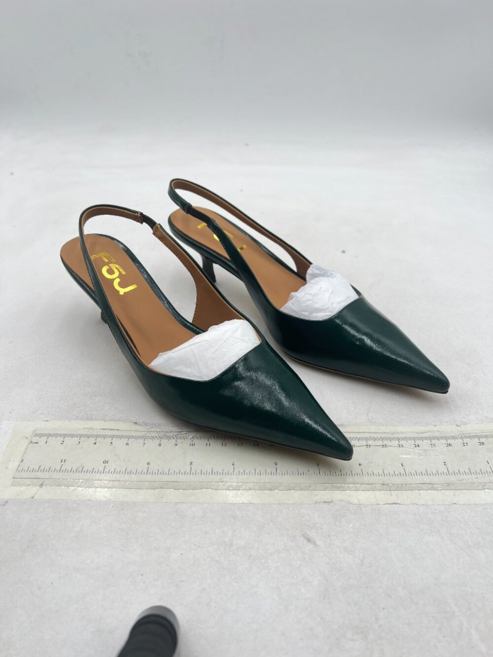 FSJ Dark Green Kitten Heel Slingback Sandals Pointy Toe Sexy Pumps Party Shoes - Picture 4 of 8
